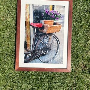 Vintage Bicycle Wall Art with Brown Frame